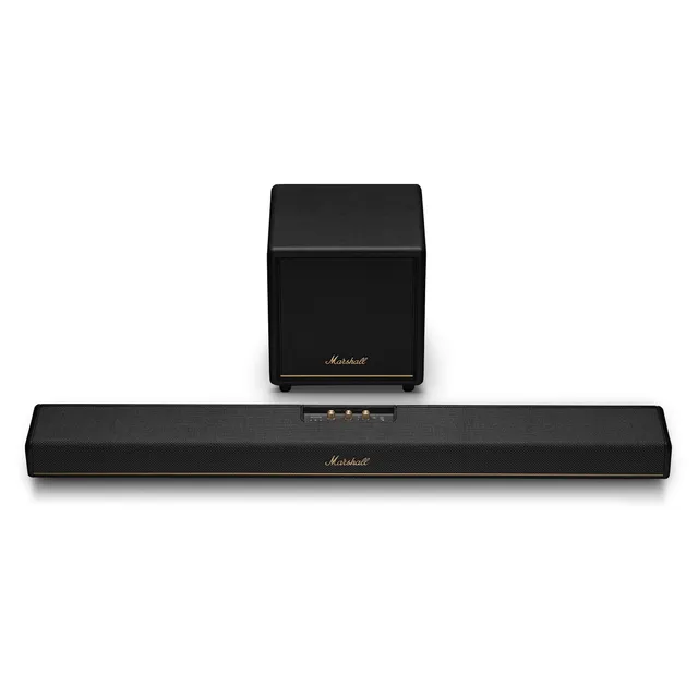 marshall-heston-120-soundbar-with-dolby-atmos-heston-sub-200-subwoofer-bundle-bl image 1