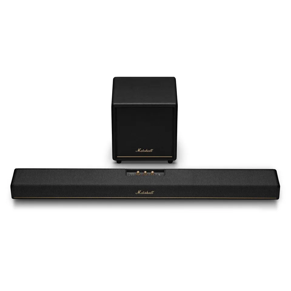 marshall-heston-120-soundbar-with-dolby-atmos-heston-sub-200-subwoofer-bundle-bl image 1