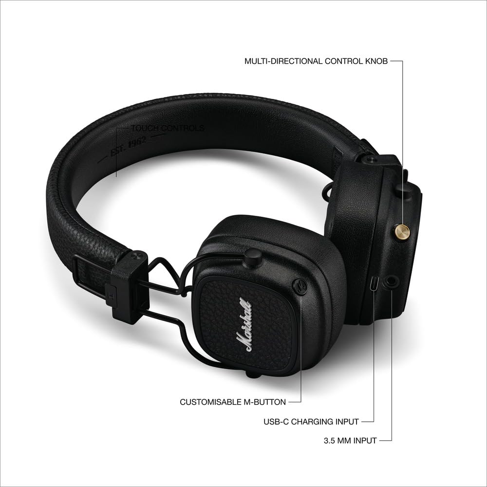 marshall-major-v-wireless-on-ear-headphones-100-hour-playtime-detachable-cable-f image 6