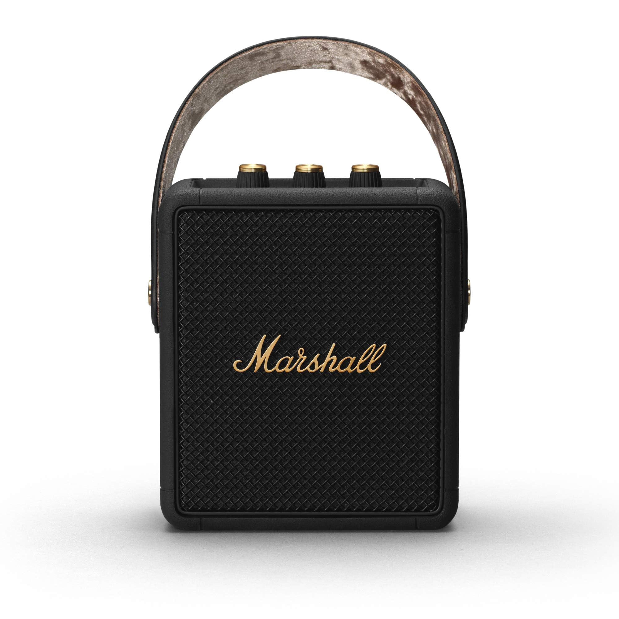 marshall-stockwell-ii-portable-bluetooth-speaker-black-and-brass-20-hours-playti image 1