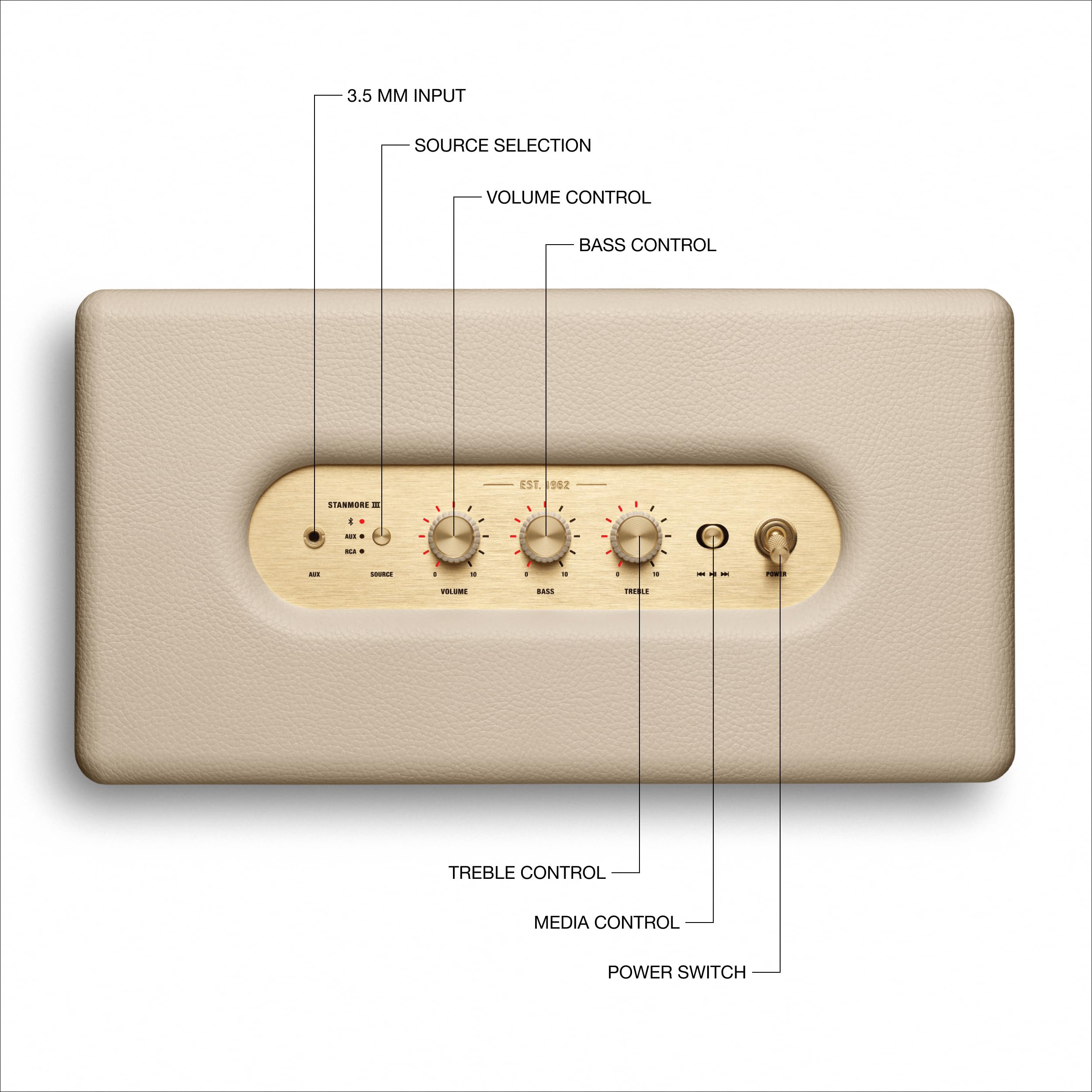 marshall-stanmore-iii-bluetooth-home-speaker-loud-stereo-bass-treble-controls-rc image 6
