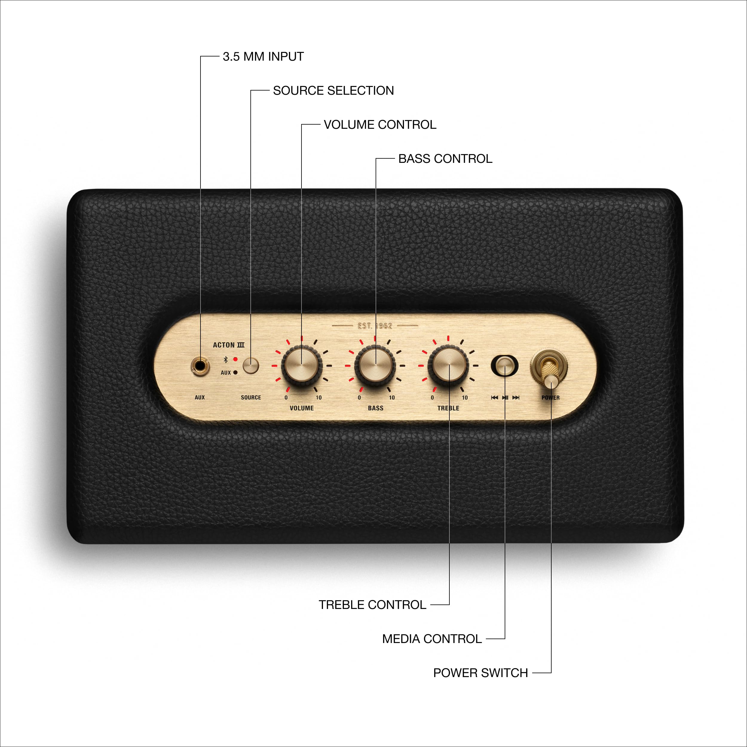 marshall-acton-iii-bluetooth-home-speaker-loud-stereo-sound-bass-and-treble-cont image 6