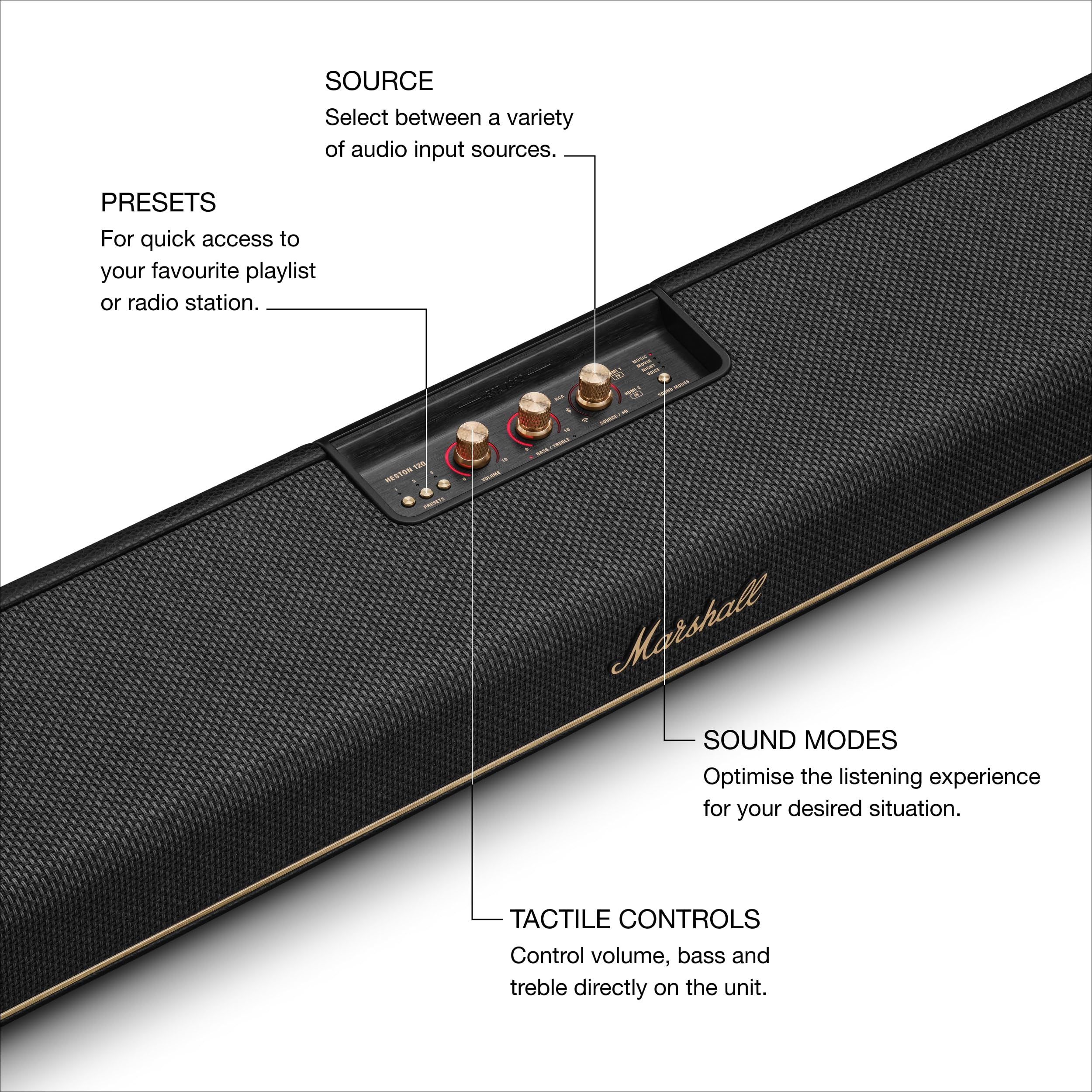 marshall-heston-120-soundbar-5-1-2-channel-dolby-atmos-with-built-in-subwoofers- image 7